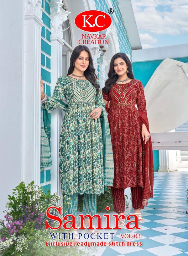 Kc Samira 3 Capsul Foil Printed Kurti Bottom With Dupatta